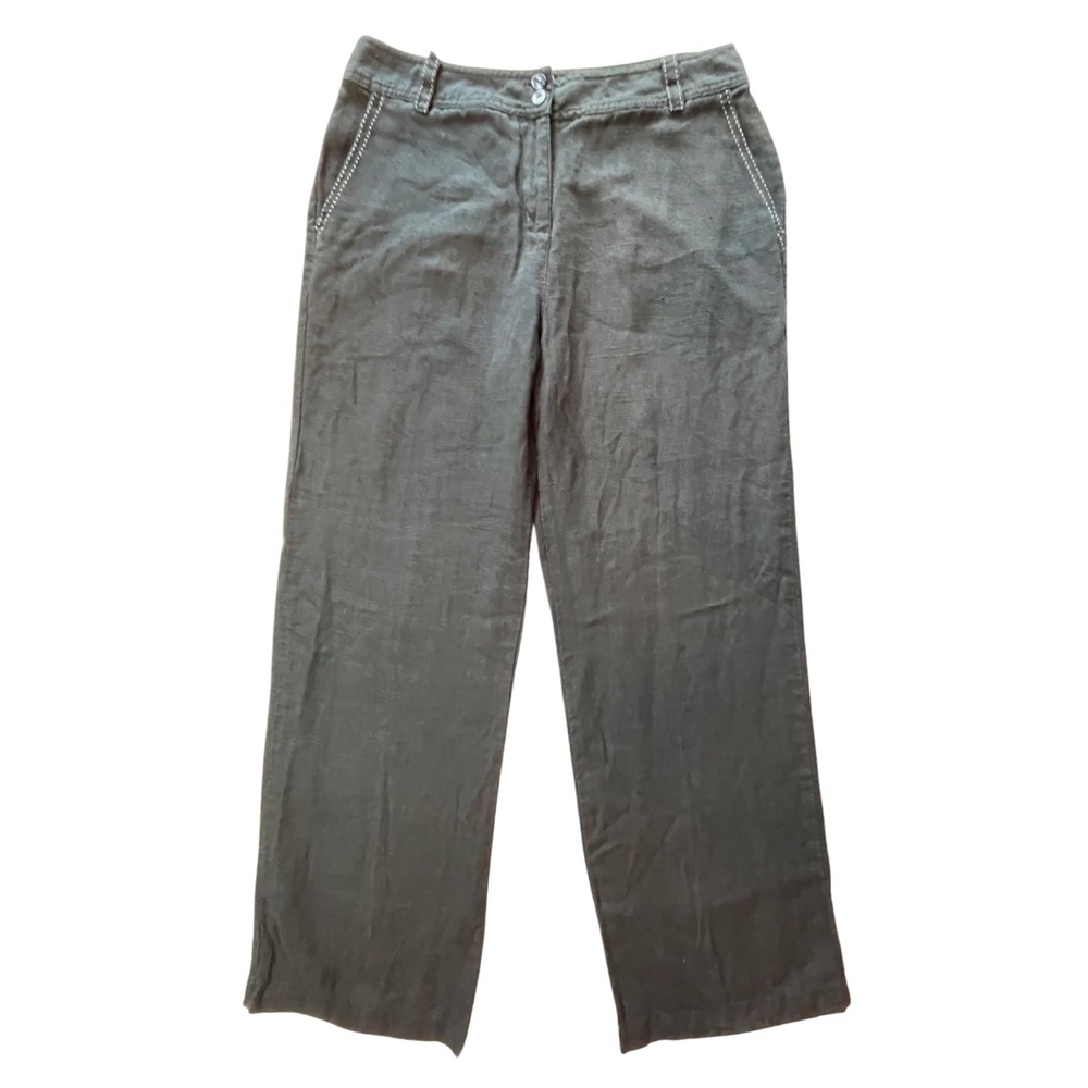 Women's Linen Wide Leg Black Pants Size S‎ Flowy Boho Lagenlook Resort Beachy